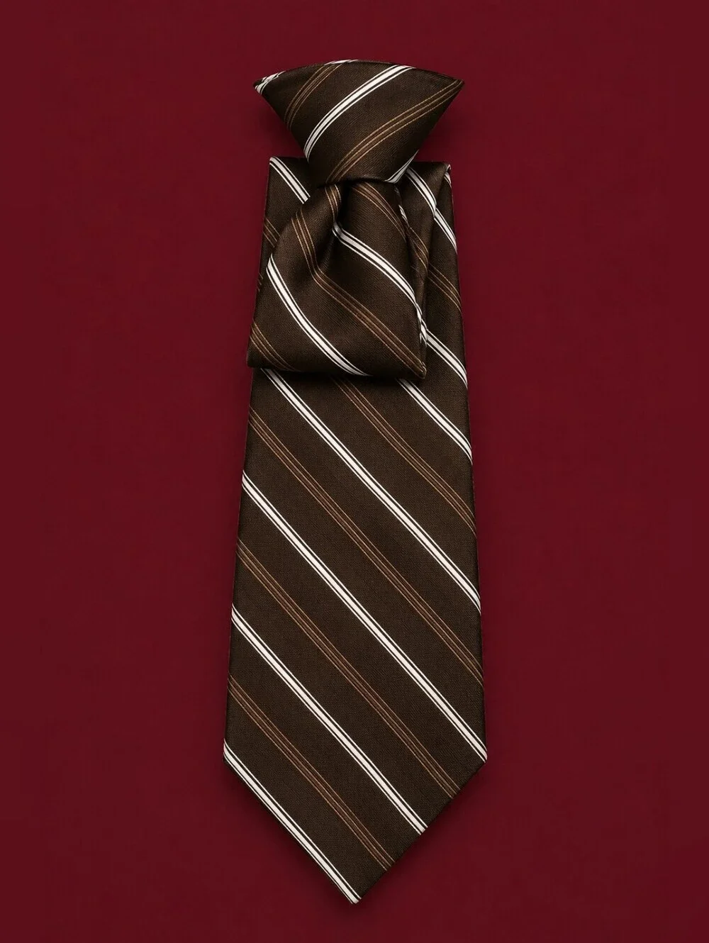 3/$30 Vtg SEARS 1980s Brown and White Striped Slim Clip-on Tie